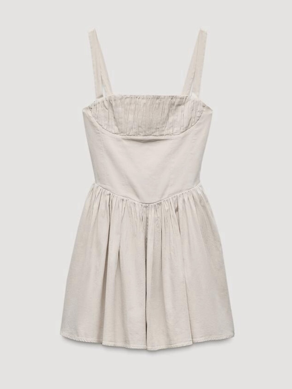 ZARA GATHERED SHORT DRESS XS BONE